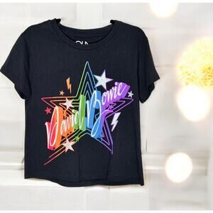 Chaser David Bowie Short Sleeve Crew Neck Graphic T-Shirt Black Women's S NWT